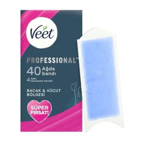 Veet Professional Hassas Ciltler için Bacak ve Vücut Bölgesi 40'lı Sir Ağda Bandı