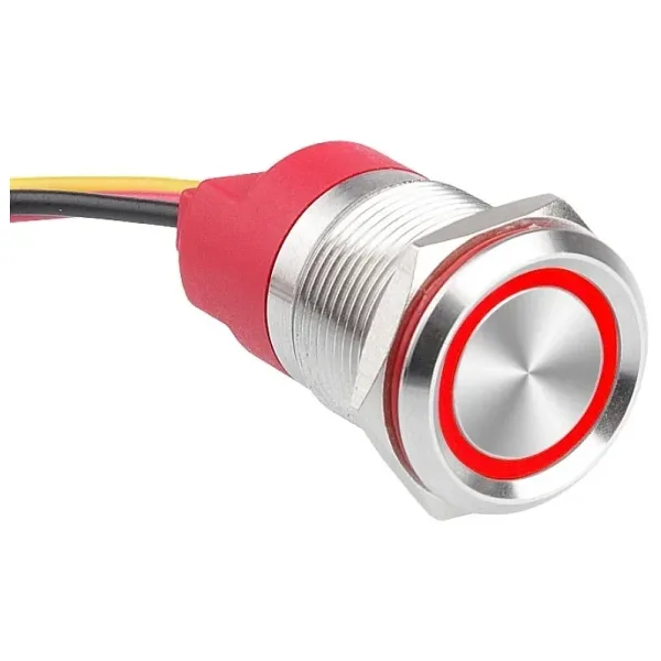 WD19T-P2-E 19mm Dokunmatik Touch Metal Buton - Kırmızı