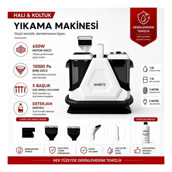 Whirtz WR-EA-1000 Koltuk ve Halı Yıkama Makinesi