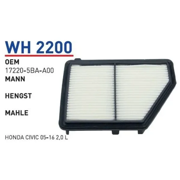 WUNDER WH2200 HAVA FİLTRESİ - HONDA CİVİC 05-16 2,0 L