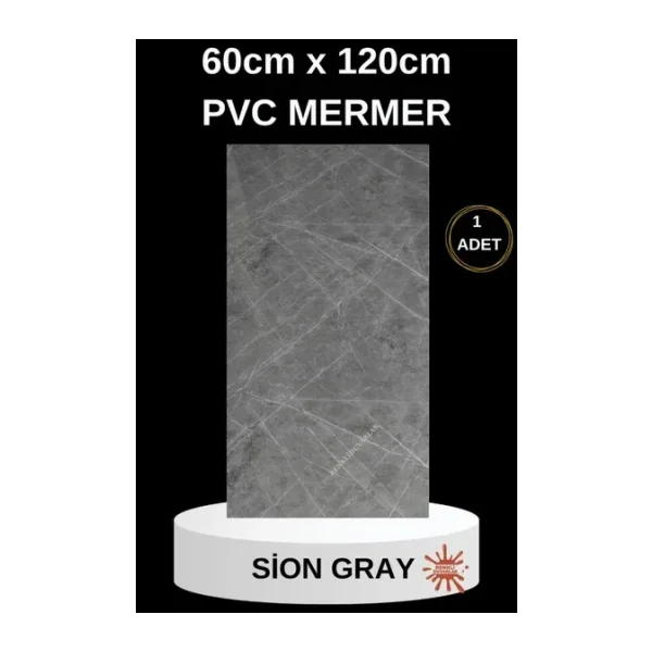 Alternatif Kaplama Uv Pvc Sion Gri Mermer Panel 1 Adet 60X120cm Ev Ofis Otel Duvar Kaplama Paneli