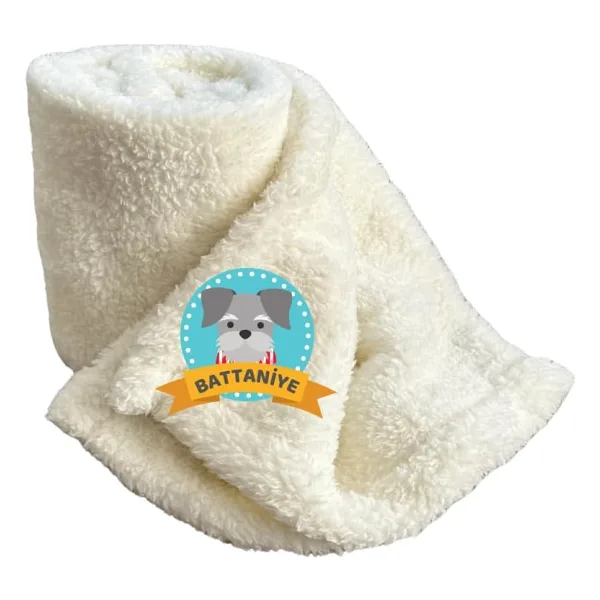 Beylini Kedi Köpek Battaniyesi Premium Peluş Evcil Hayvan Uyku Battaniyesi Yıkanabilir Krem (60x80)