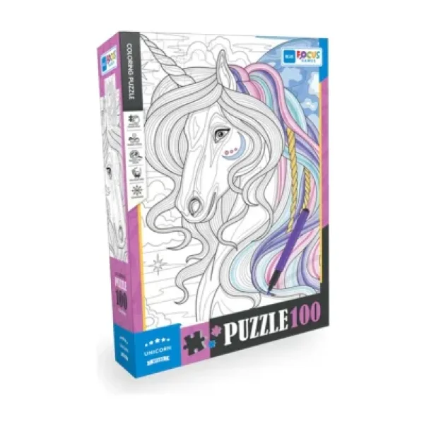 Blue Focus Unicorn Boyanabilir 100 Parça Puzzle BF383