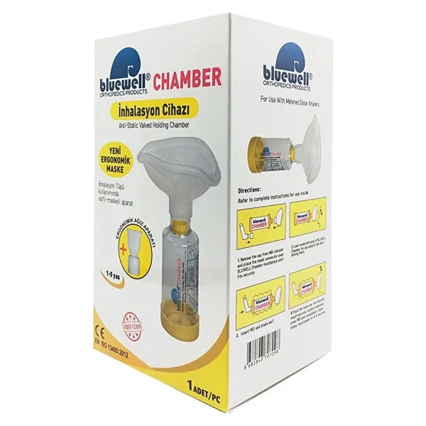 Bluewell Aerochamber İnhalasyon Cihazı Sarı 1 - 5 Yaş