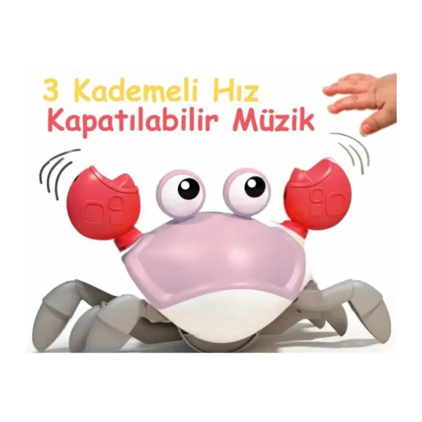 Boratila Toys Emeklemeye Yardımcı 3 Hız Kademeli Kapatıp Açılabilen Müzikli Sensörlü Şarjlı Yengeç Oyuncak