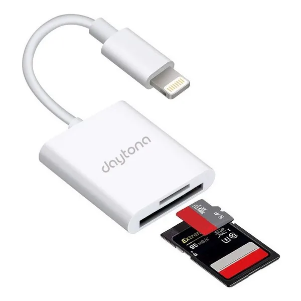 Daytona NK1022 Apple iPhone iPad Lightning To Sd Camera Reader Sd Micro Sd Kart Okuyucu Kablo Adaptör-Beyaz