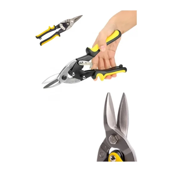 Depolife Saç teneke alüminyum Karton Kesme Makası Düz çeneli makas düz ağız kaportacı makası 250mm Gri