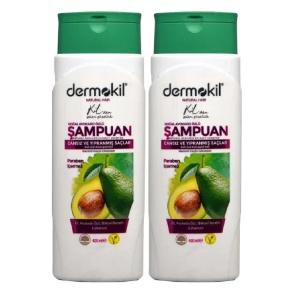 Dermokil Vegan Doğal Avokado Özlü 400 ml 2 Adet Şampuan