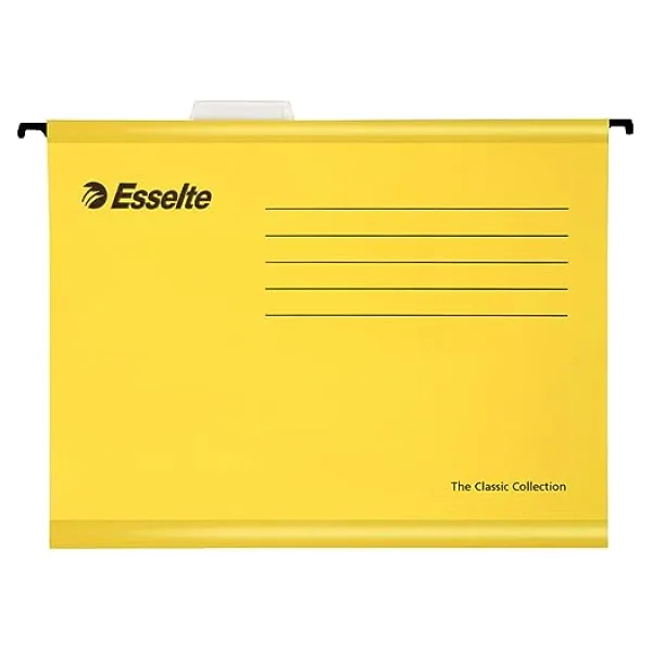 Esselte Klasik Askılı Dosya, A4, Sarı, 25'li Paket, Sekmeler Dahil, 90314