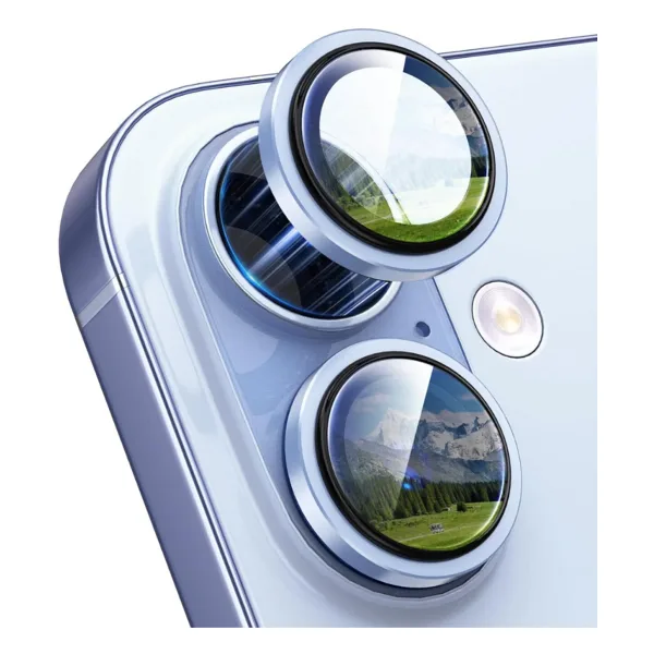 Evax (Metal) iPhone 17 Uyumlu Metal Mavi Çerçeveli Kamera Lens Koruyucu