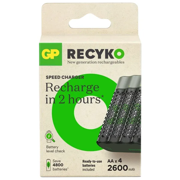 GP M452 USB Hızlı Şarj Cihazı + 2600 mAh 4'lü AA Kalem Pil