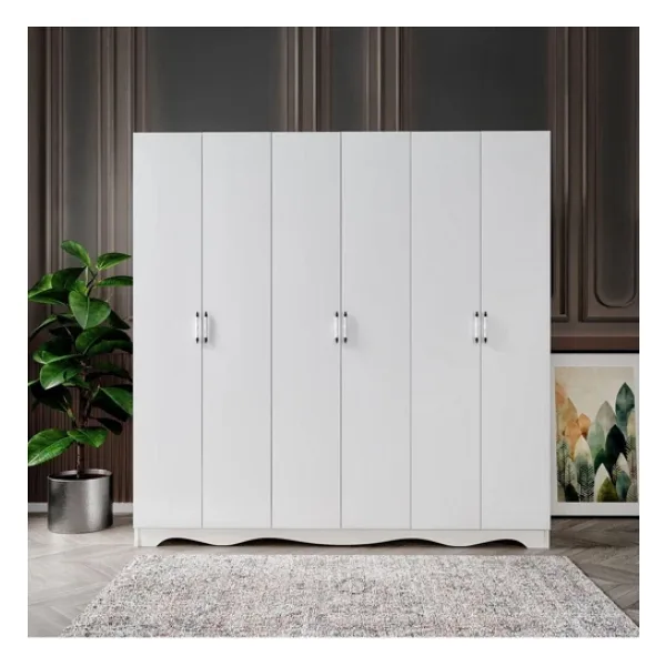 KZNMOB HOME Free 6 Kapaklı 2 Çekmeceli Modern Modüler Gardırop, Elbise Dolabı - Tamamı 1. Kalite Mdf