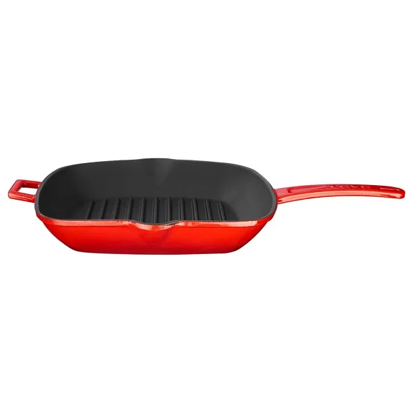 Lava Metal Saplı 26x26 cm Döküm Kırmızı Izgara Tava