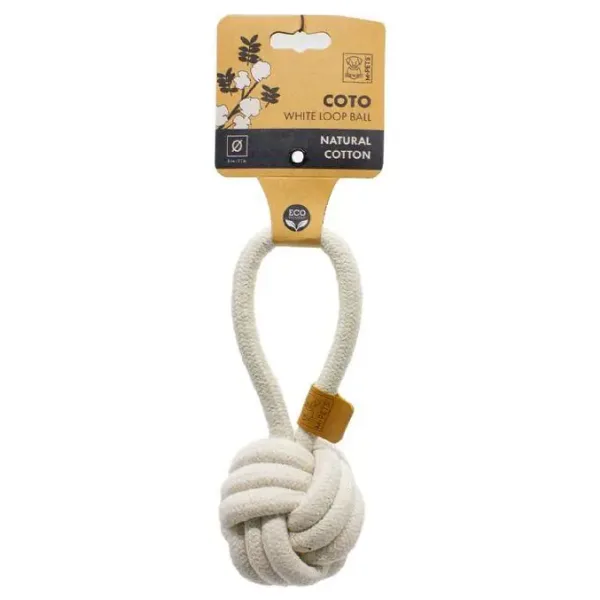 M-Pets Coto Loop Ball 8 cm Örgü Top Beyaz Köpek Oyuncağı