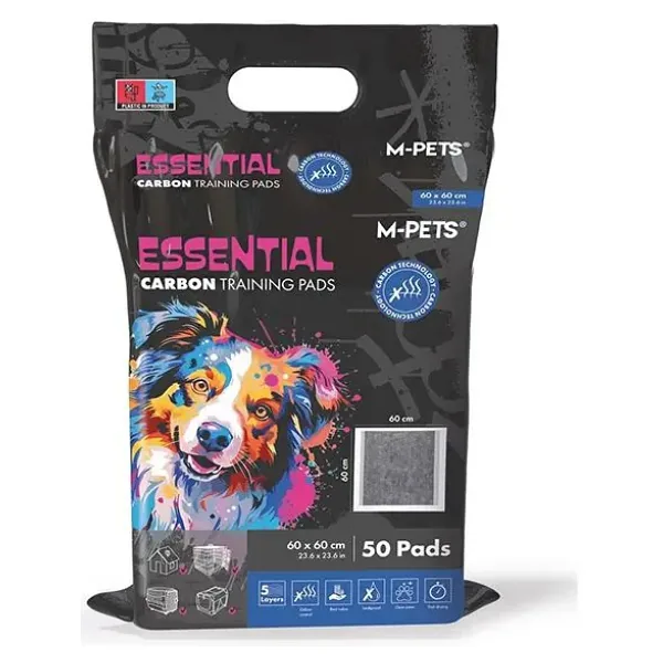 M-Pets Essential Carbonlu Yapışkanlı Köpek Çiş Eğitim Pedi 60x60cm 50li Paket