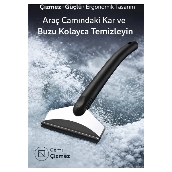 Mega Oto Market Araba Buz Kazıyıcı ve Kar Temizleme Küreği - Çift Taraflı Oto Cam Buz Kazıma Aparatı
