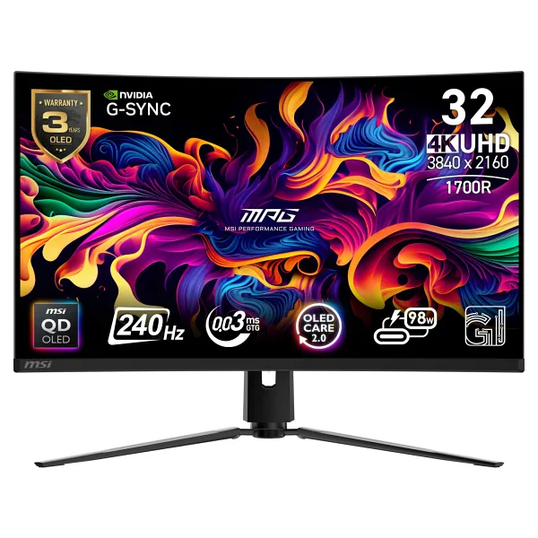 MSI MPG 321CURX QD-OLED 31.5" 0.03 ms 4K Curved 240 Hz Oyuncu Monitörü