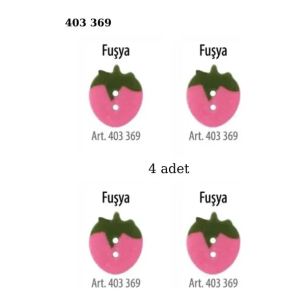 Öz-El Çilek Şekilli Pembe Yeşil Renk 4 Adet 15 Mm Bebek Düğme, Çocuk Kazak, Yelek, Gömlek Düğmesi 403 369