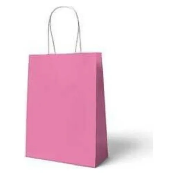 parti sürprizi Bebek Pembe Büküm Saplı 6 Adet Hediye Çantası 22 X 24 Cm