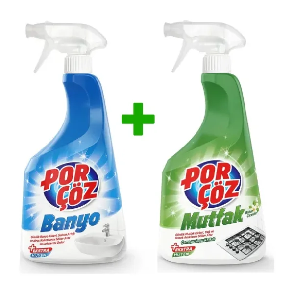 Porçöz Mutfak 750 ml + Banyo Temizleyici Sprey 750 ml