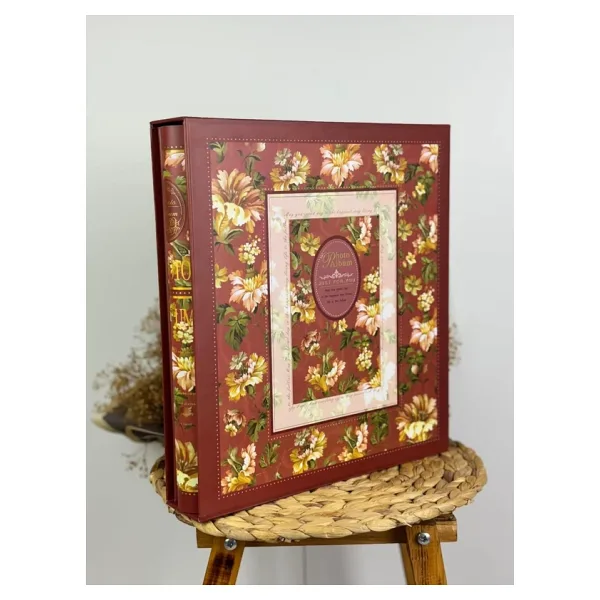 Rabsev 10x15cm 500 Fotoğraf Kapasiteli Kutulu Çiçek Desenli Lüks Ofset Fotoğraf Albümü