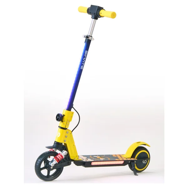SIMATE YENİ Elektrikli Çocuk Scooter 130W 3 Kademe Hız Ayarlanabilir Gidon Uzun Menzil Koruma Seti Hediye 2026 - Sarı