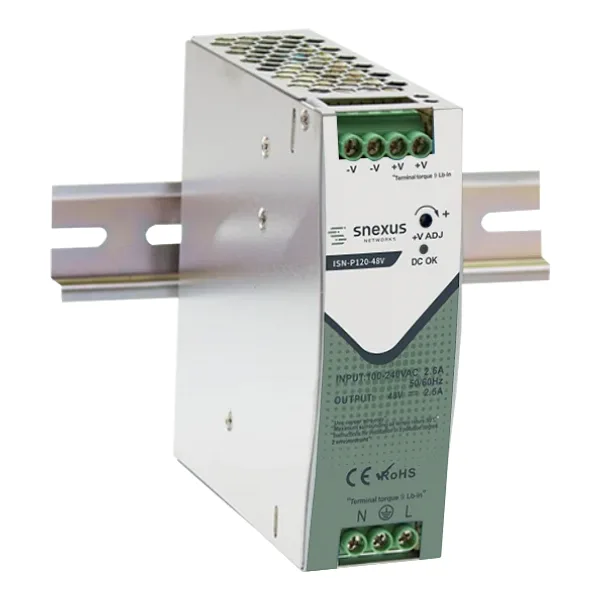 SNEXUS ISN-P120-48V Endüstriyel Güç Kaynağı | 48V 120W DIN Ray PoE Adaptörü