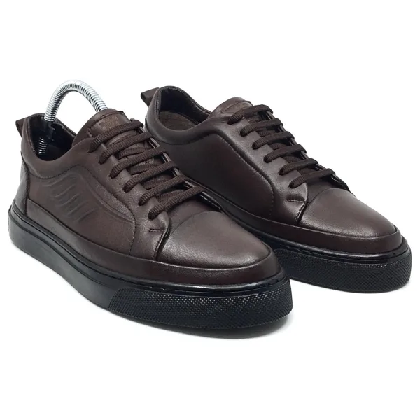 Taşpınar %100 Hakiki Deri Erkek Yazlık Ortopedik Rahat Günlük Yeni Sezon Sneaker Ayakkabı 40-44 - Kahverengi - 42