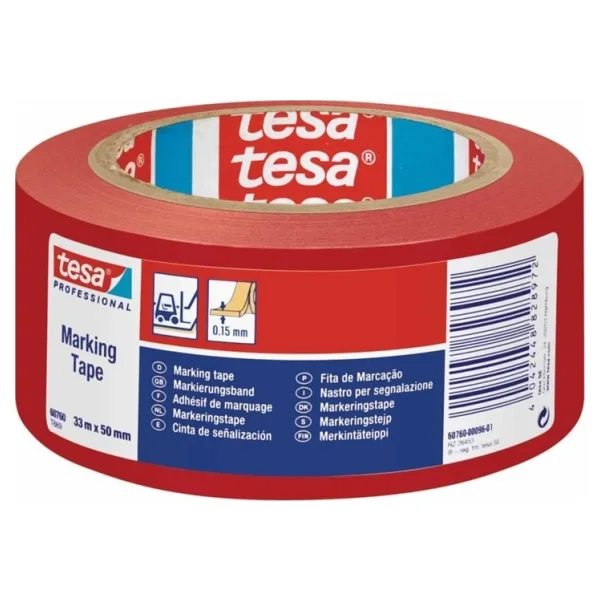 Tesa 33 m x50 mm, Kırmızı Yer İşaretleme Ve İkaz Bandı
