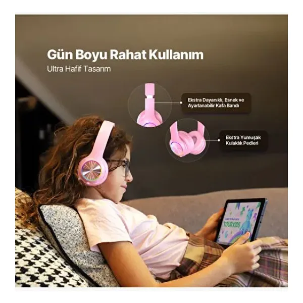 Ttec SoundBuddy Funled 2KM172BP Pembe Kulak Üstü Çocuk Bluetooth Kulaklık