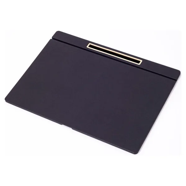 Turgut Office Deri Kapaklı Masa Sümeni Düz Siyah Gold Detaylı 50x35cm