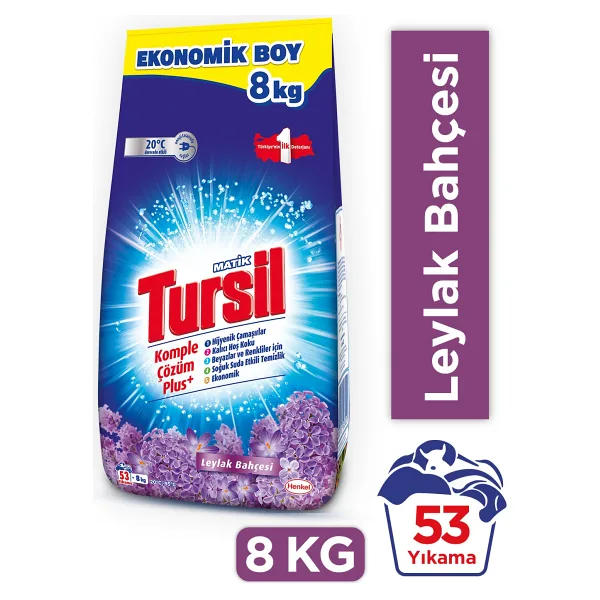 Tursil Matik 8 kg Leylak Bahçesi 53 Yıkama Ultra Temizlik ve Leke Çıkarma Gücü ile