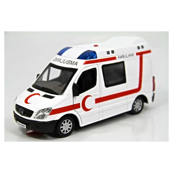 Vardem Oyuncak Vardem 1:32 Işıklı Sesli Metal Ambulans Çek-Bırak Özellikli Mercedes Benz Modeli