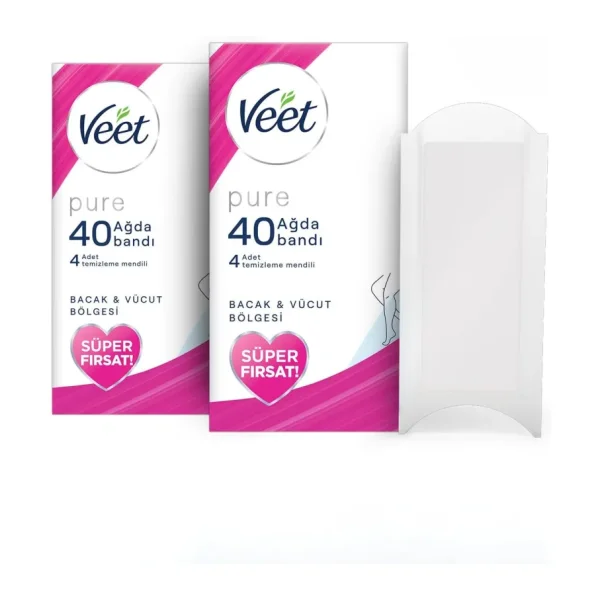 Veet Pure Hassas Ciltler için Ağda Bandı, Bacak ve Vücut Bölgesi, 80'li
