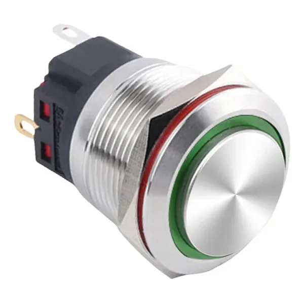 WD22B-G1Z-E 22mm Çıkık Anahtarlı Işıklı Metal Buton - Yeşil