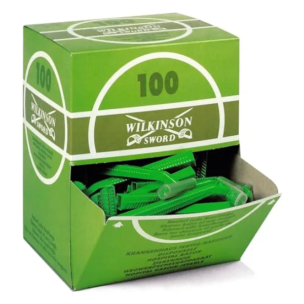 Wilkinson Sword Tek Kullanımlık Tıraş Makinesi Hastane, Çekilebilir Fonksiyonlu, Dağıtıcı Kutusu, Yeşil