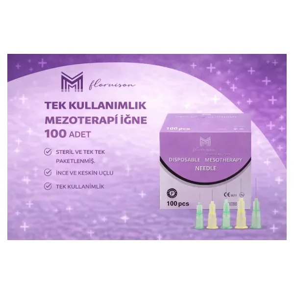 29G x 25MM Mezoterapi Steril Enjeksiyon Iğnesi 100 Adet 1 Kutu