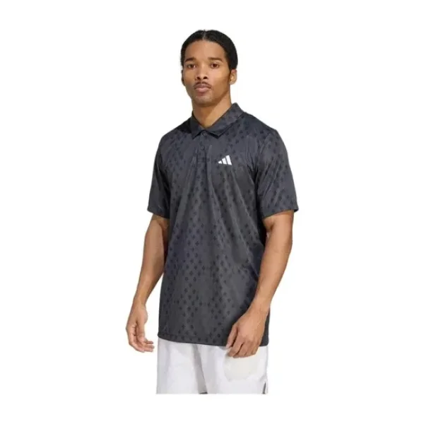 Adidas Performance JM1205 Club Tennis Climacool Grafik Baskılı Polo Tişört - XL - Gri - Siyah