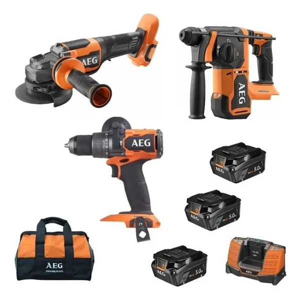 Aeg Jp18aa3-503B 18V 3X5.0ah Akülü 3'Lü Set (Bsb18c3bl+Bews18-125Blpx2+Bbh18bl2) - 4935479881