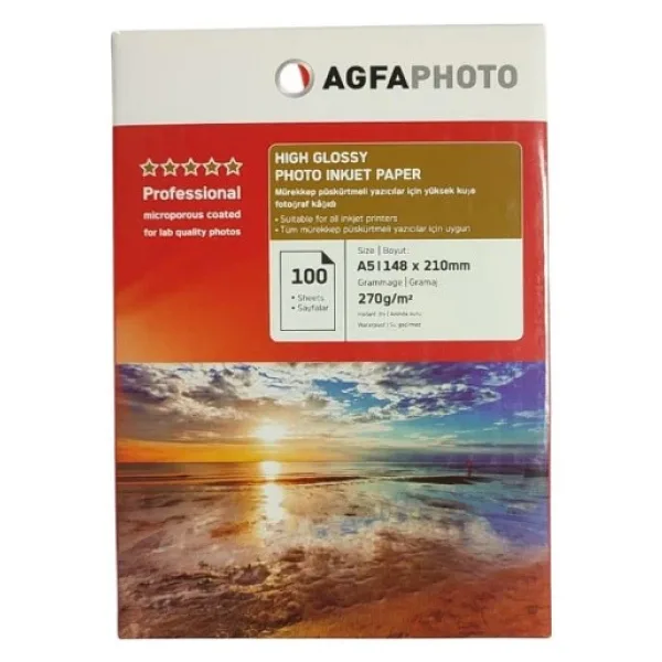 AgfaPhoto 270 gr A5 100 Yaprak Parlak Fotoğraf Kağıdı