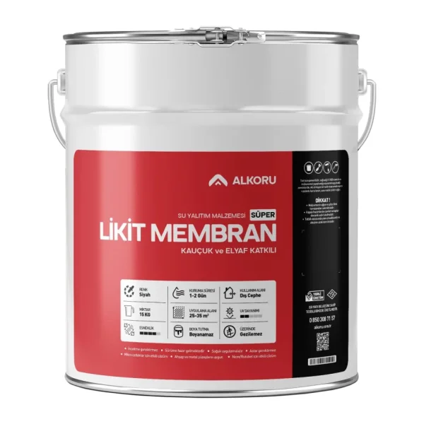 Alkoru Süper Kauçuk ve Elyaf Katkılı 15 kg Likit Membran