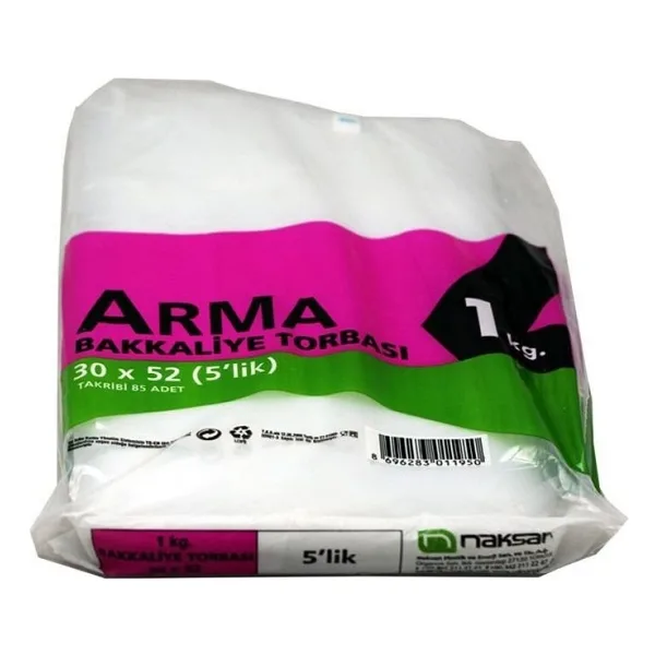 Arma Şeffaf Bakkaliye Torbası (Poşeti) 5Lik 30 X 52