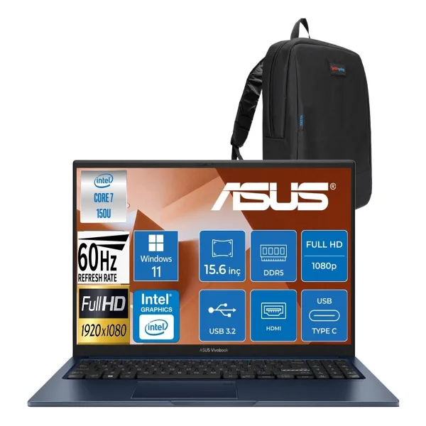 Asus VivoBook 15 X1504VA-BQ5456 Core 7 150U 8 GB 2 TB SSD Intel Graphics 15.6" Full HD Notebook