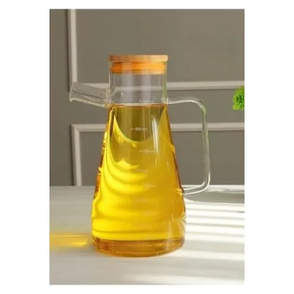 Bambu Kapaklı Borosilikat Cam Yağdanlık 900 ml MIT1070