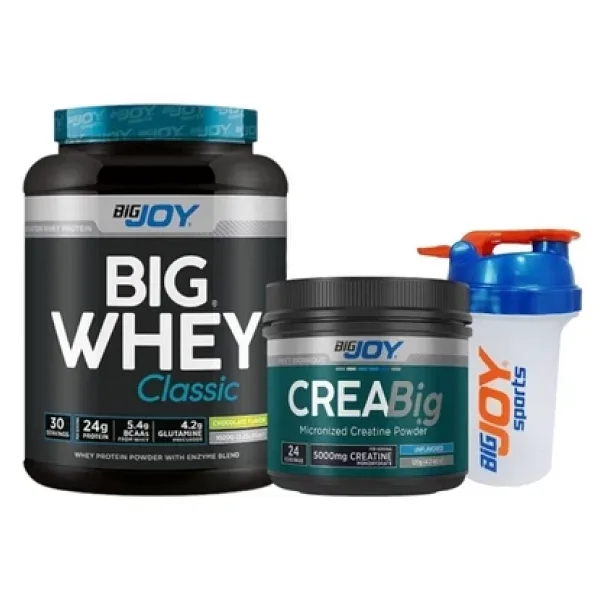 Bigjoy Sports WHEY PROTEİN Big Whey Classic Çikolata Aromalı Protein Tozu 1020 gr + Creabig KREATİN 120gr Creatine