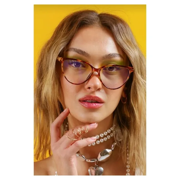 BluePepper Talia Metal Detaylı Cateye Mavi Işık Filtreli Ekran Gözlüğü Optik Uyumlu Camları Değişebilir