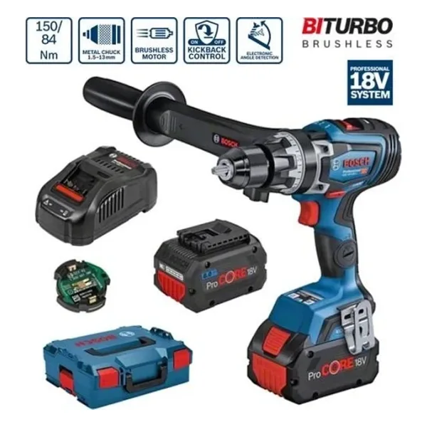Bosch GSB 18V-150 C Çift Akülü 8 Ah Darbeli Vidalama Makinesi