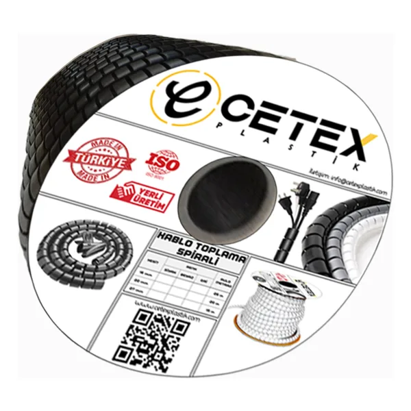 Cetex Ø20 Kablo Koruyucu ve Düzenleyici SPIRAL(25MT)(SİYAH)