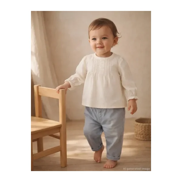 Civil Baby Kol Lastıklı 6-18 Ay Gömlek - Ekru