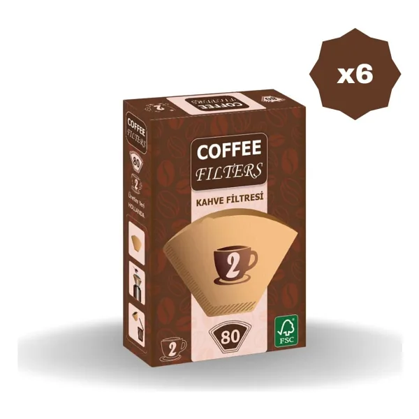 Coffee Filters Filtre Kahve Kağıdı Brown 2 No 80 - (6 Adet)